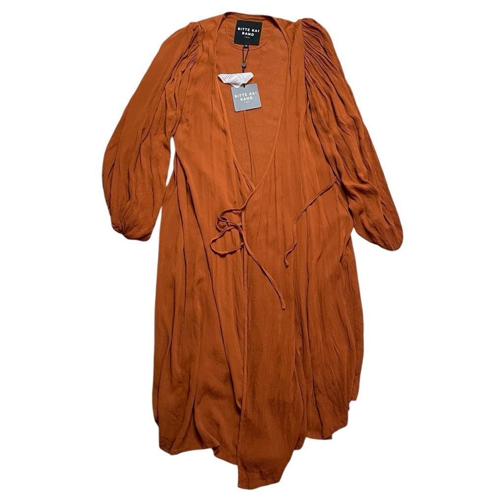 NWT BITTE KAI RAND Sheer Long Cardigan Terracotta Orange Size XS